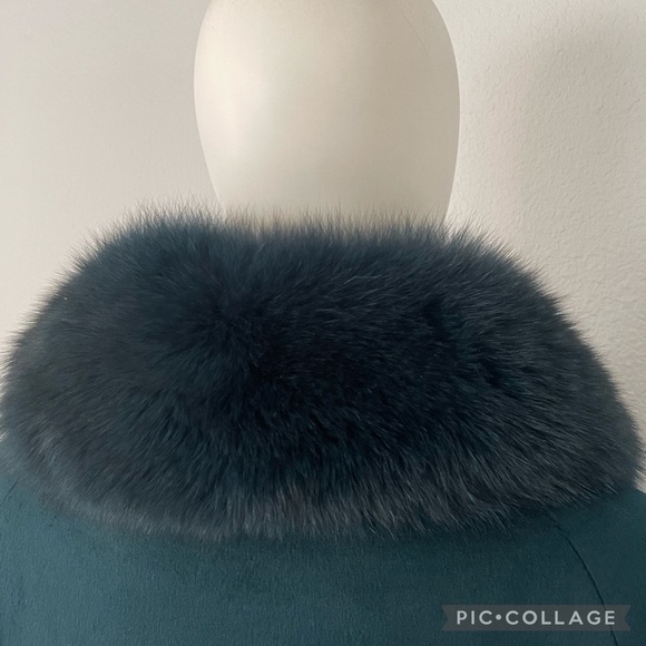 NWT WOMEN PLUS SIZE LONG COAT‎ CASHEMERE BLEND REAL FUR COLLAR RAGLAN SLEEVES - Picture 8 of 13